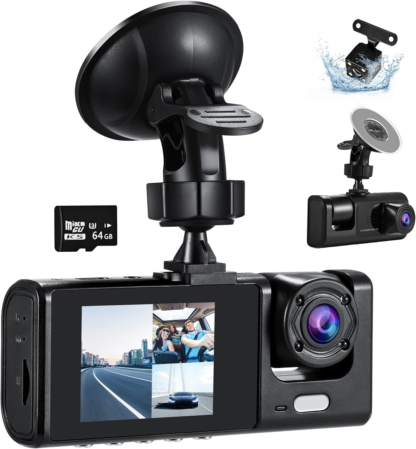 Rovi 1080P Dash Cam | 3-Channel